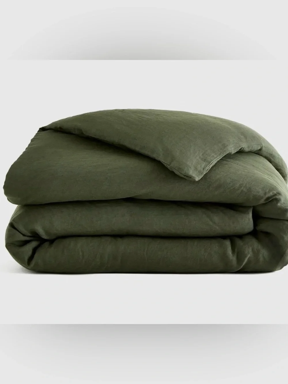 NWT Quince European Linen 1 Piece Duvet Cover, Full/Queen (Pine) No shams